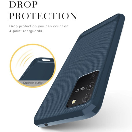 Противоударный чехол Carbon Fiber Texture на Samsung Galaxy Note 10 Lite - синий