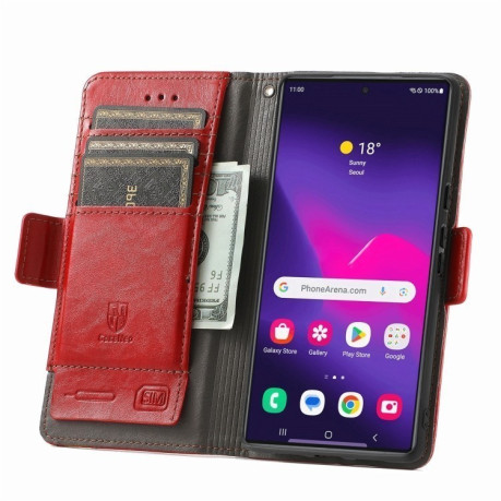 Чехол-книжка Dual-side Magnetic Buckle для Samsung Galaxy S25 Ultra 5G - красный