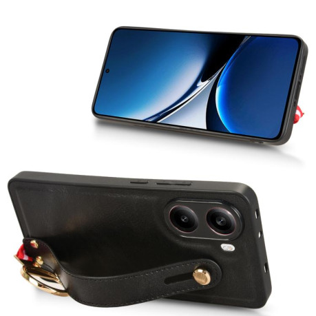 Противоударный чехол Wristband Leather Back для Xiaomi Poco X7 Pro 5G - черный