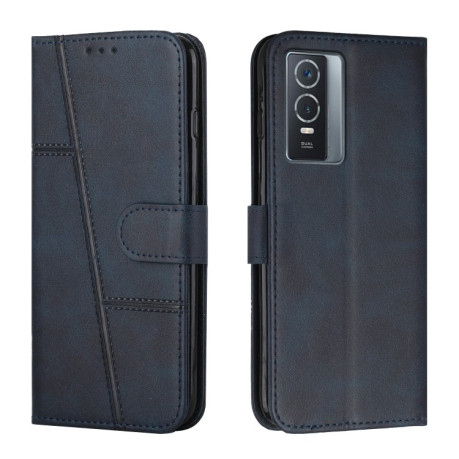 Чохол-книжка Stitching Calf Texture для Vivo Y76/Y76s - синій