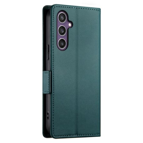 Чохол-книжка Side Buckle з магнітною застібкою та матовою шкірою на Samsung Galaxy S25 FE 5G - зелений