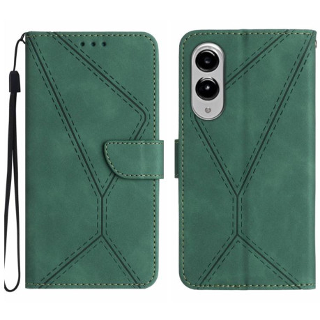 Чохол-книжка Stitching Embossed Leather для Samsung Galaxy S25 Edge 5G - зелений