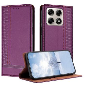 Чохол із веган-шкіри зі прострочкою Escase на Motorola Edge 70 Pro 5G — фіолетовий