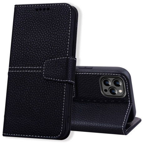 Чехол-книжка Litchi RFID Leather для iPhone 14 Pro - черный