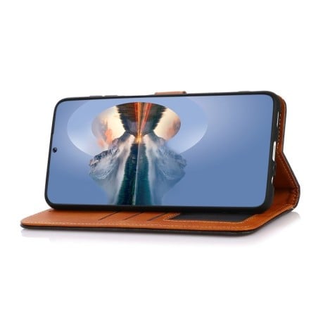 Чехол-книжка KHAZNEH Dual-color Cowhide для Samsung Galaxy M35 - синий