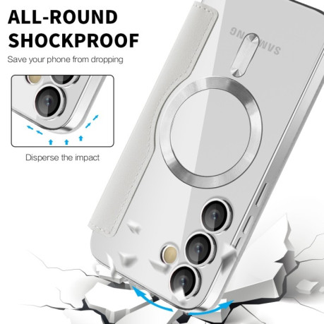 Чехол-книжка Shield MagSafe RFID Anti-theft Leather для Samsung Galaxy S24 FE 5G - серый