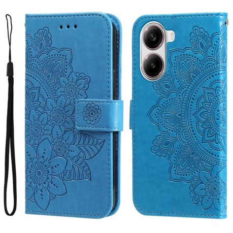 Чехол-книжка 7-petal Flowers Embossing для Redmi Turbo 4 / Xiaomi Poco X7 Pro - синий