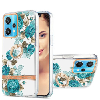 Противоударный чехол Ring IMD Flowers для Realme 9 Pro Plus 5G - Blue Rose