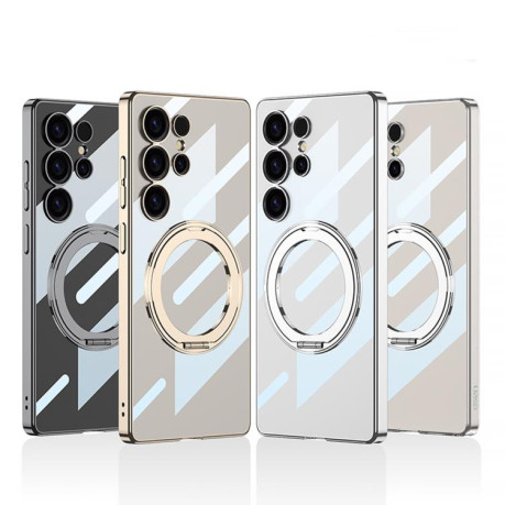 Протиударний чохол GKK PC Phone Case with Magnetic Rotating Holder, No Included Pen для Samsung Galaxy S25 Ultra 5G - сріблястий