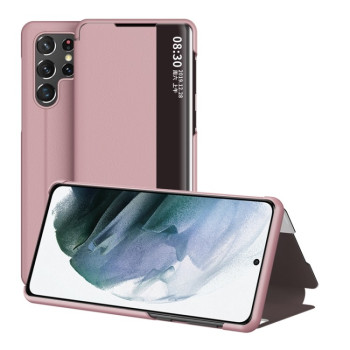 Чехол-книжка Window View Leather для Samsung Galaxy S22 Ultra 5G - розовое золото
