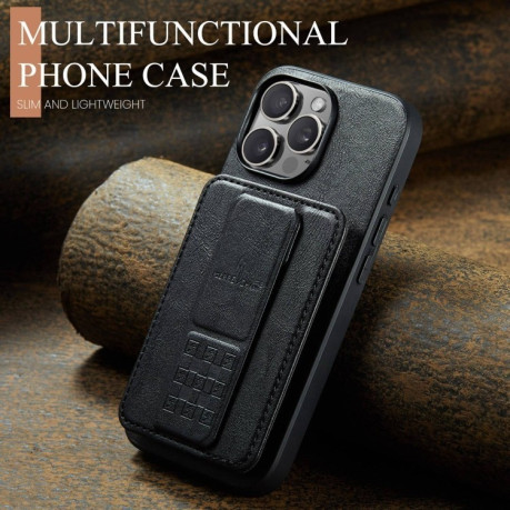 Чохол Fierre Shann Oil Wax Cow Leather Card Holder для iPhone 16 Pro - чорний