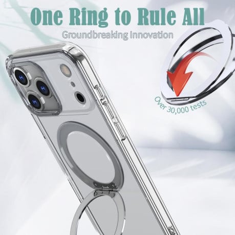 Чехол kalebol с MagSafe и подставкой 360 Metal Ring Holder на iPhone 17 Pro - прозрачный