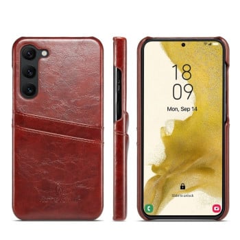 Кожаный чехол Fierre Shann Retro Oil Wax на Samsung Galaxy S24 5G - коричневый