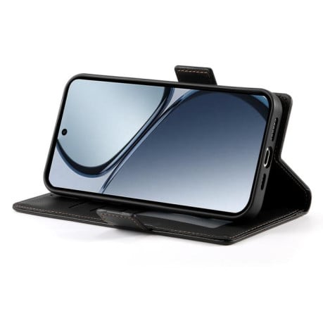 Чехол-книжка Side Buckle Magnetic Frosted Leather на Realme C75 / Realme 14x - черный