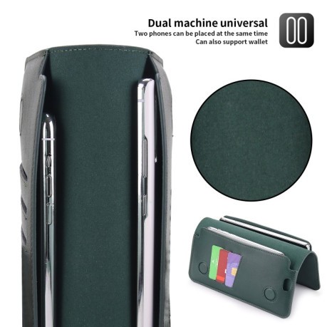 Кожаный универсальный чехол-кошелек POLA для iPhone - зеленый