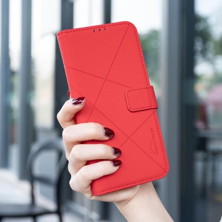 Чехол-книжка Geometric Pattern RFID Leather для Infinix Note 40 Pro 4G / 40 Pro+ 5G - красный