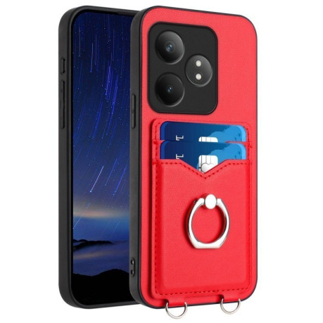 Протиударний чохол R20 Ring Card Holder для Realme GT Neo6 SE - червоний