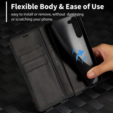 Чехол-книжка LCIMEEKE Carbon Fiber для Samsung Galaxy S25+ 5G - Black
