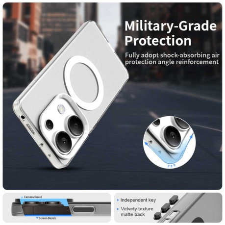 Противоударный чехол MagSafe Holder PC Hybrid для Xiaomi Redmi Note Redmi Note 14S/ 13 Pro 4G / POCO M6 Pro 4G - белый