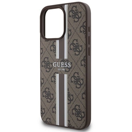 Оригінальний чохол Guess 4G Printed Stripes MagSafe для iPhone 16 Pro Max - Brown