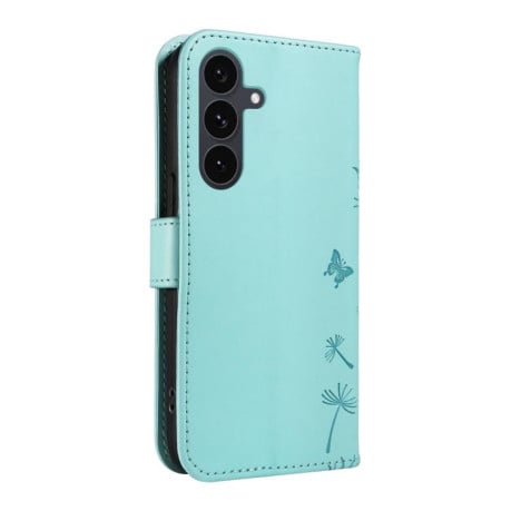 Чохол-книжка з тисненням Dandelion та магнітним хлястиком на Samsung Galaxy S25 FE 5G - зелений