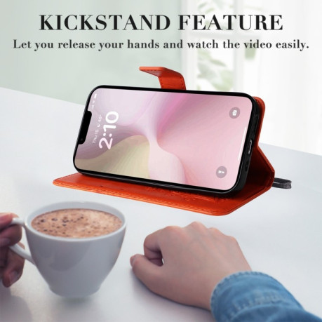 Чехол-книжка Embossed Butterfly для iPhone 16e - оранжевый
