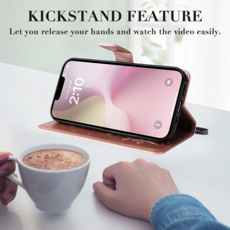 Чехол-книжка Embossed Butterfly для iPhone 16e - розовое золото