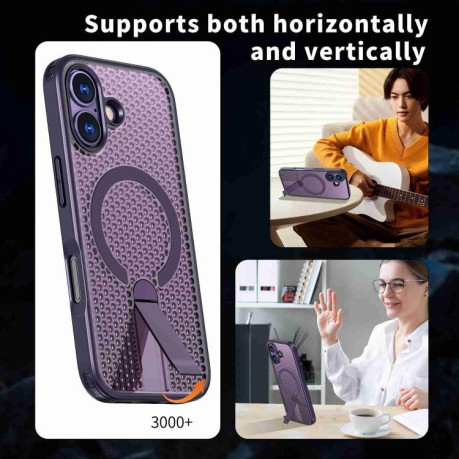 Чохол kalebol Honeycomb Cooling з MagSafe та підставкою на iPhone 17 - фіолетовий