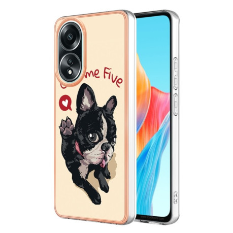 Противоударный чехол Electroplating IMD для OPPO A58 4G - Dog