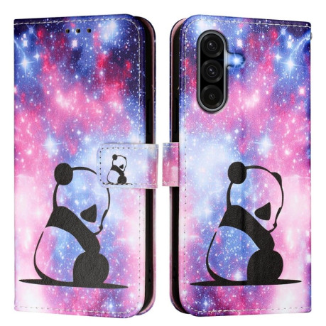 Чехол-книжка Colored Drawing Pattern Plain Weave Leather для Samsung Galaxy A56 5G - Panda