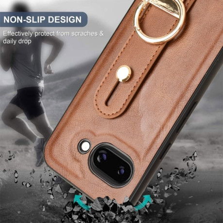 Протиударний чохол Wristband Leather Back для Google Pixel 9a - коричневий