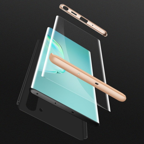 Противоударный чехол GKK Three Stage Splicing Full Coverage на Samsng Galaxy Note10- черно- золотой