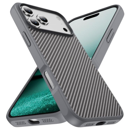 Ударозащитный чехол Carbon Fiber Texture Skin-feel Acrylic на iPhone 17 Pro Max - серый