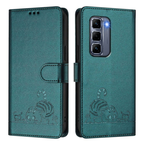 Чехол-книжка Cat Embossing Pattern на Infinix Hot 50 Pro+ 4G - Green