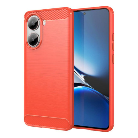 Протиударний чохол Brushed Texture Carbon Fiber на Xiaomi Poco X7 Pro - червоний