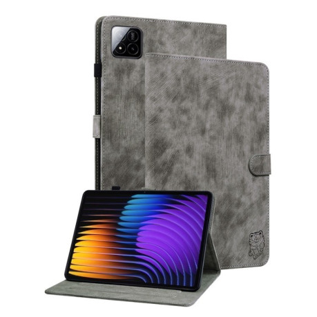 Чехол-книжка Embossed Tiger Pattern Leather для Xiaomi Pad 7 / Pad 7 Pro - серый