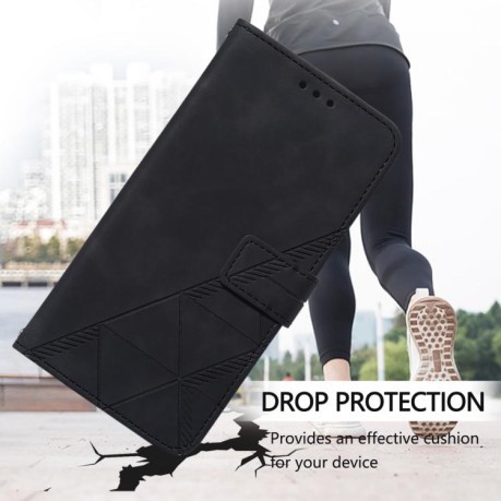 Чехол-книжка Crossbody 3D Embossed Flip Leather на Xiaomi Poco M7 Pro 5G - черный