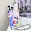 Чехол Electroplating Laser Flower Phone Case with Wrist Strap на iPhone 16 Pro Max - Peony