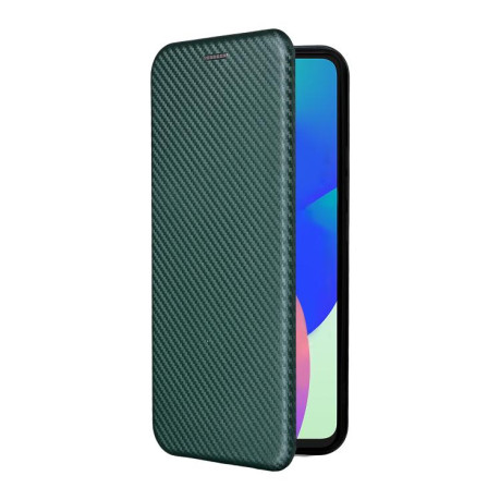 Чехол-книжка Carbon Fiber Texture на Samsung Galaxy M06 5G - зеленый