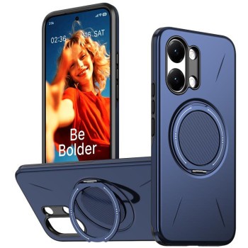 Чехол Metal Rotation Holder MagSafe TPU Hybrid PC с металлическим поворотным держателем и MagSafe на Xiaomi Redmi Turbo 5 Max 5G / Poco X8 Pro Max 5G — тёмно-синий