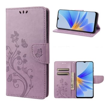 Чехол-книжка Butterfly Flower Pattern для OPPO A17 - фиолетовый