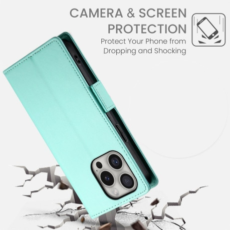Чехол-книжка Side Buckle Magnetic Frosted Leather для iPhone 16 Pro - зеленый