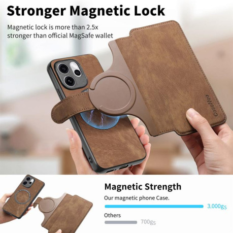 Чохол-книжка CaseNeo MagSafe RFID Anti-theft Retro Leather на OPPO Reno15 Pro 5G Global — коричневий