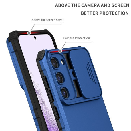 Противоударный чехол Stereoscopic Holder Sliding для Samsung Galaxy S23 5G - синий