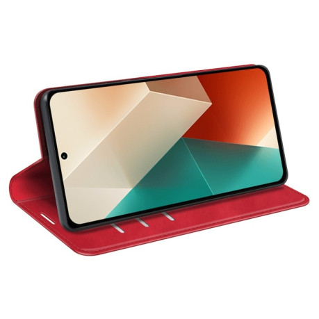 Чехол-книжка Retro Skin Feel Business Magnetic на Xiaomi Redmi Note 13 5G - красный