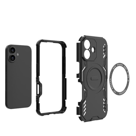 Противоударный чехол Butterfly Armor MagSafe Magnetic Ring Shockproo для iPhone 17 - зеленый