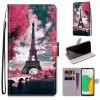Чехол-книжка Coloured Drawing Cross для Samsung Galaxy A03 Core - Pink Flower Tower Bridge