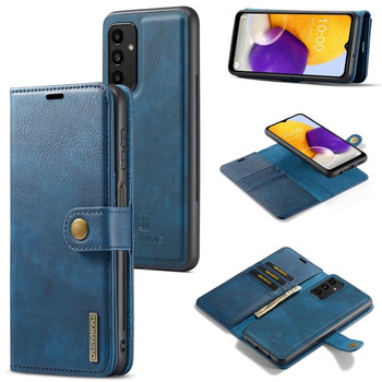 Кожаный чехол- книжка DG.MING Crazy Horse Texture на Samsung Galaxy A13 4G - синий