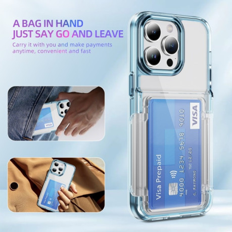 Противоударный чехол Card Holder Acrylic Hybrid TPU для iPhone 16 Pro - синий