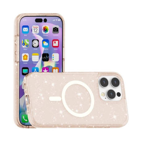 Протиударний чохол Terminator Style Glitter Powder MagSafe Magnetic для iPhone 16 Pro Max - золотий
